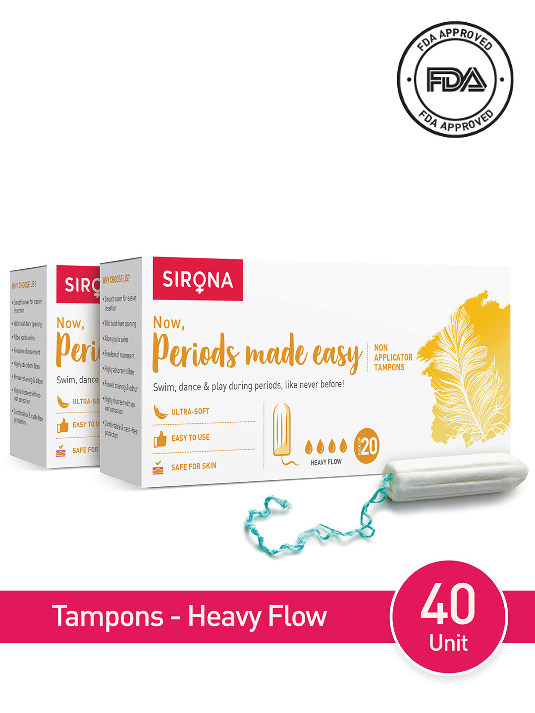 Buy Sirona Pack Of 2 Premium Digital Tampon Heavy Flow Tampons