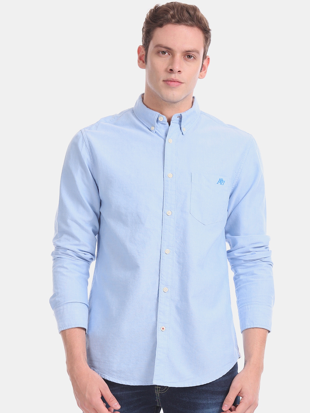 Buy Aeropostale Men Blue Regular Fit Solid Casual Shirt - Shirts for ...