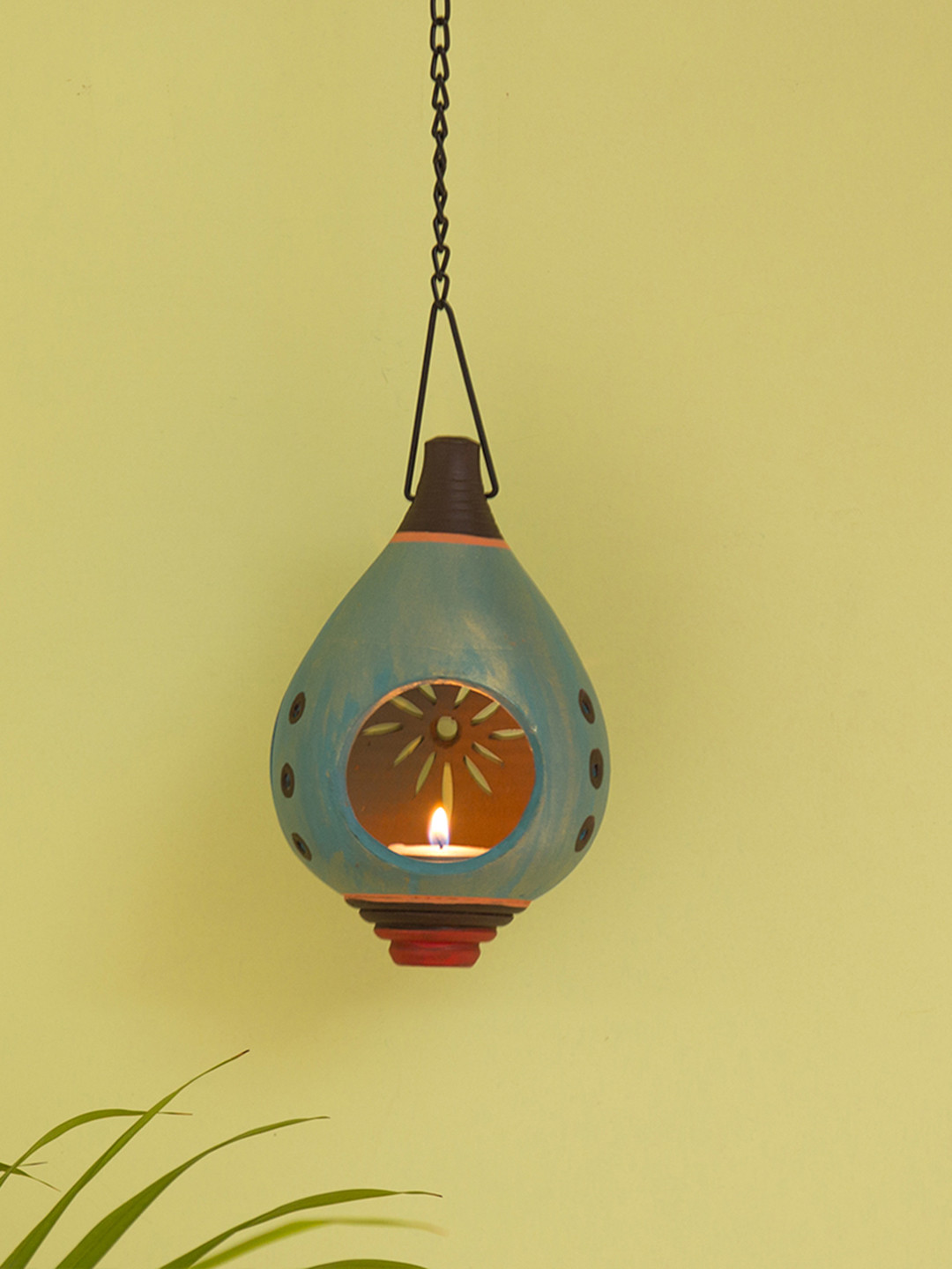 Buy ExclusiveLane Blue Oasis Shankh Hand Painted Terracotta Hanging Tea