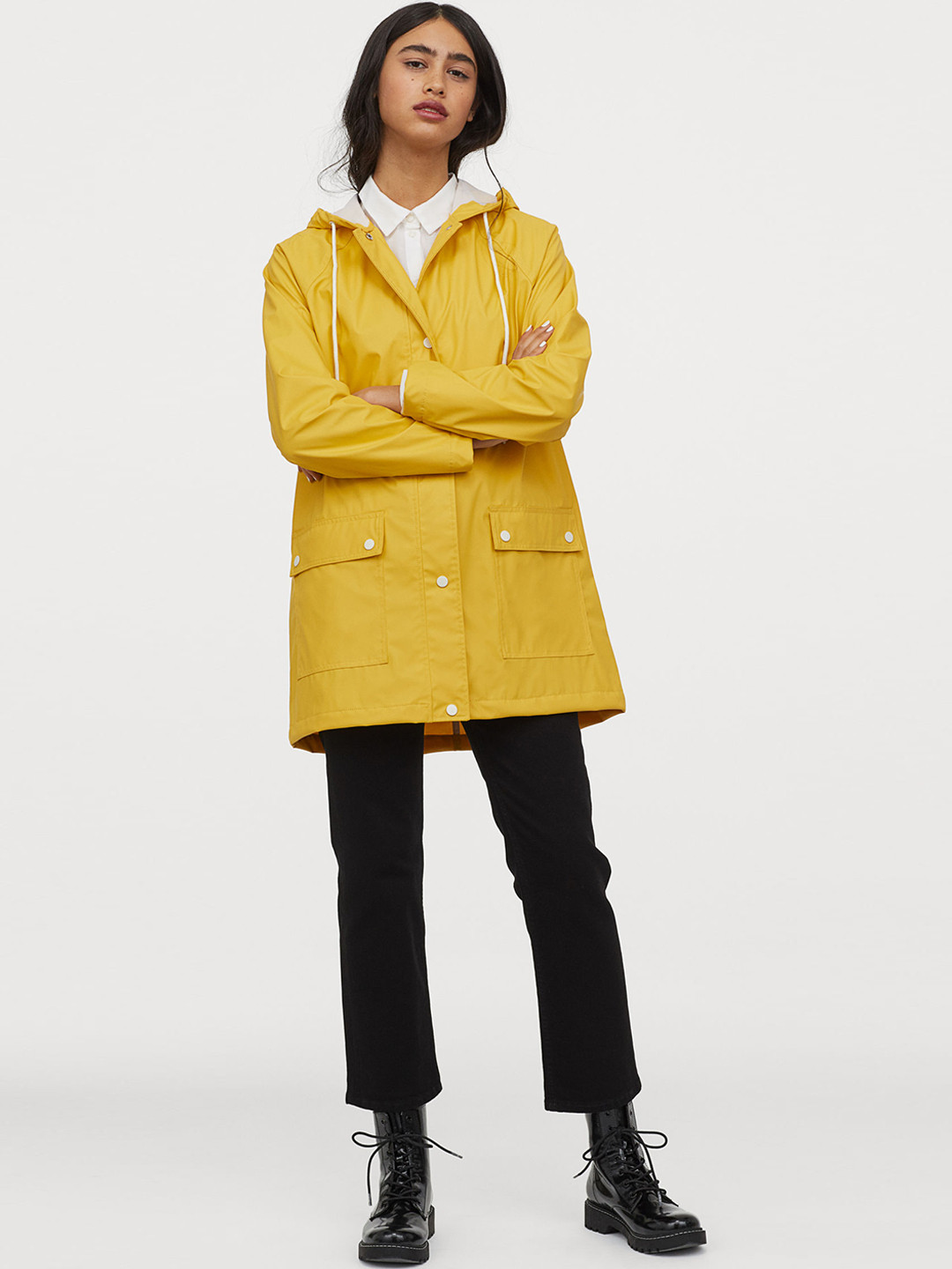 Buy H&M Yellow Hooded Rain Jacket Jackets for Women 11798872 Myntra