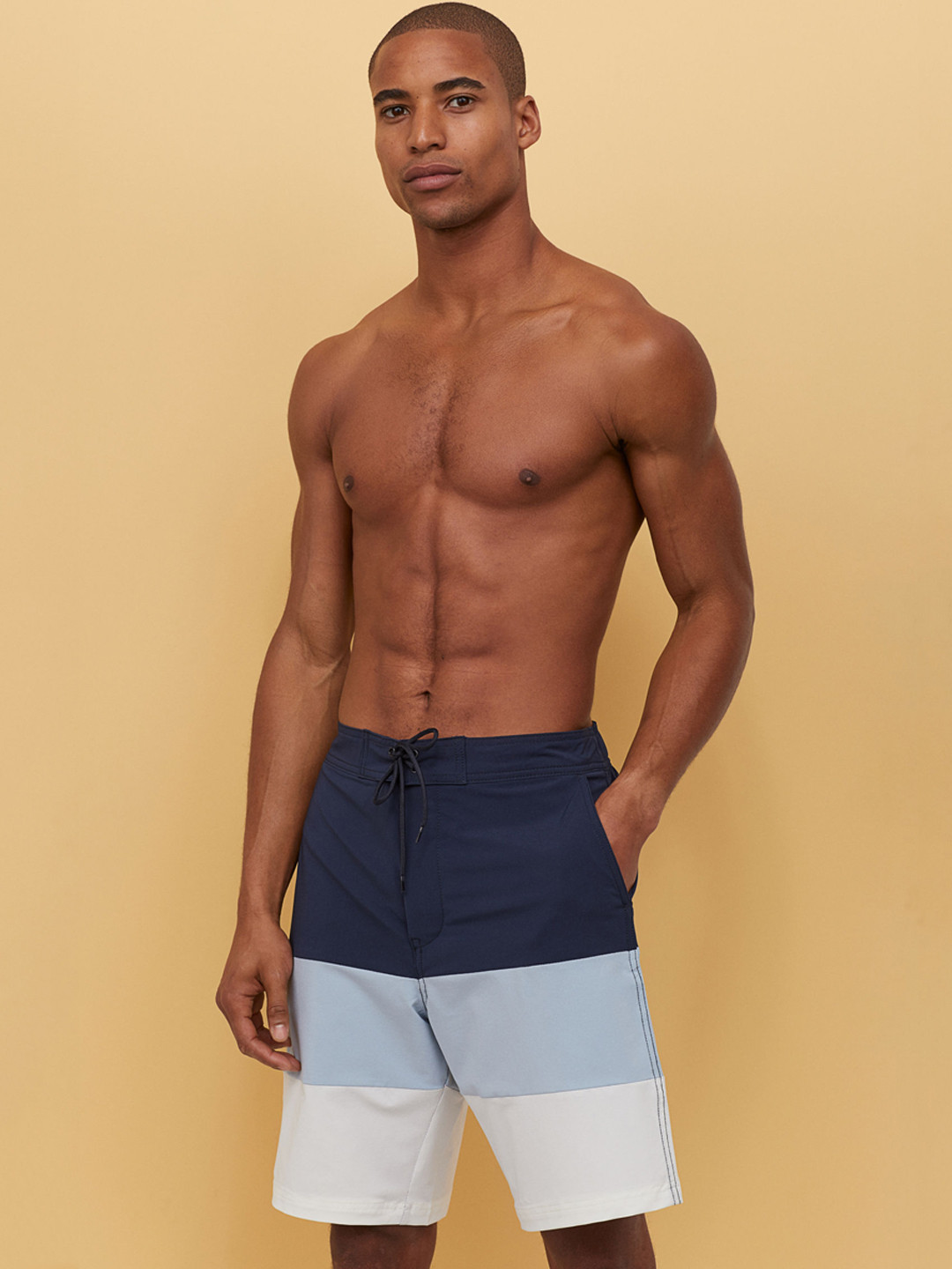 Buy H&M Men Navy Blue Solid Knee Length Swim Shorts Shorts for Men