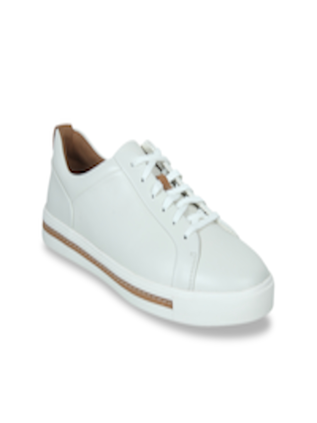 Buy Clarks Women White Solid Leather Sneakers - Casual Shoes for Women ...