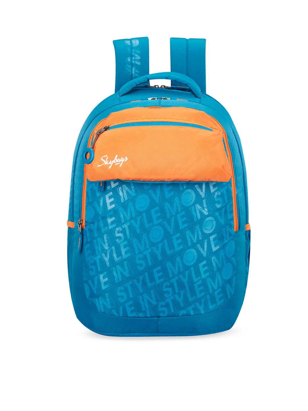 Buy Skybags Unisex Kids Blue & Orange Typography Print Backpack