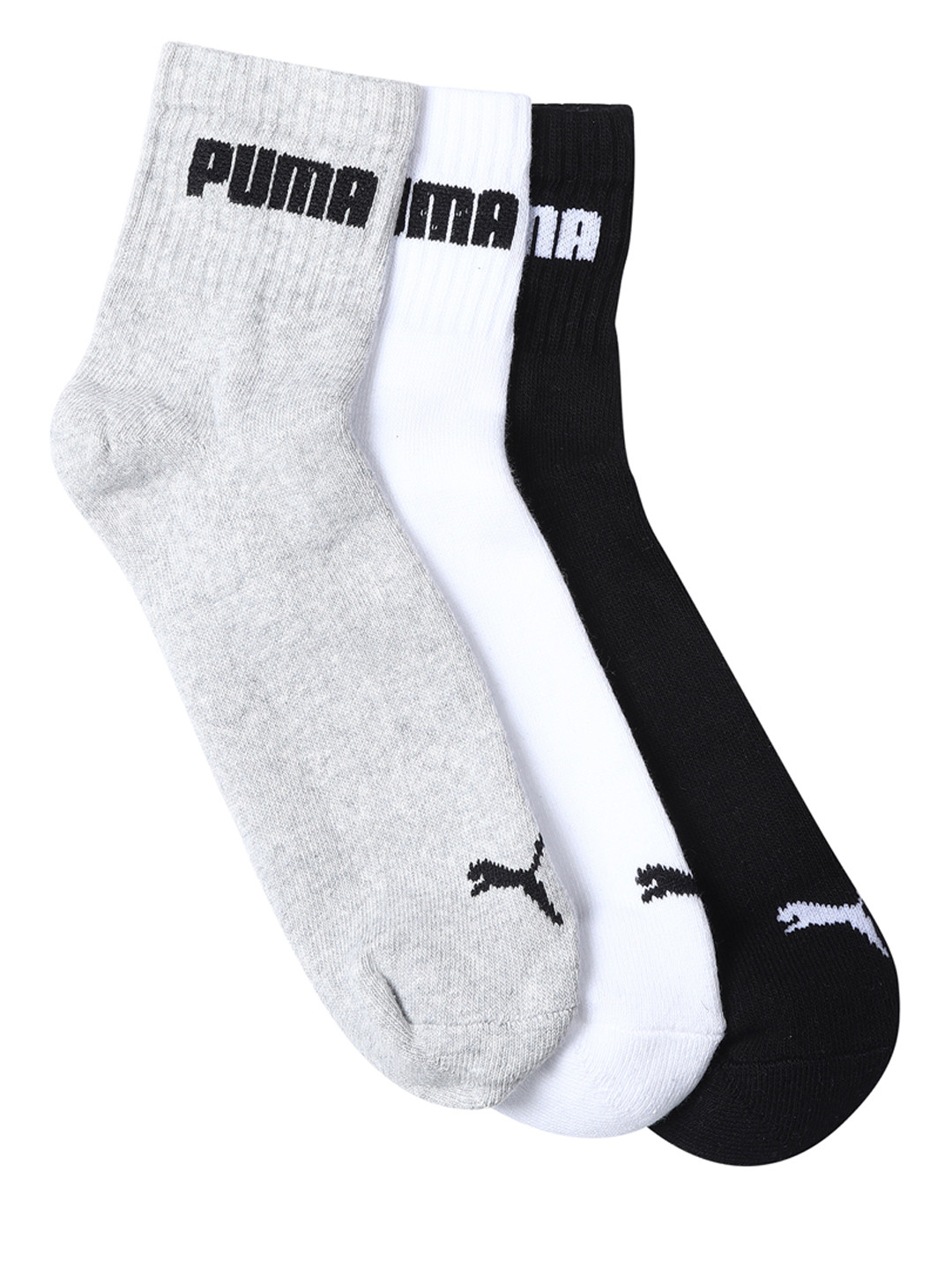 Buy Puma Men Pack Of 3 Assorted Solid Ankle Length Sport Quarter Socks