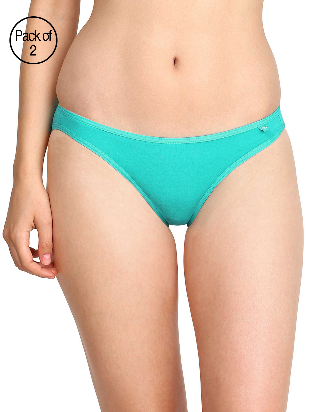 Buy Jockey Women Pack Of 2 Sea Green Solid Bikini Briefs SS02 0105