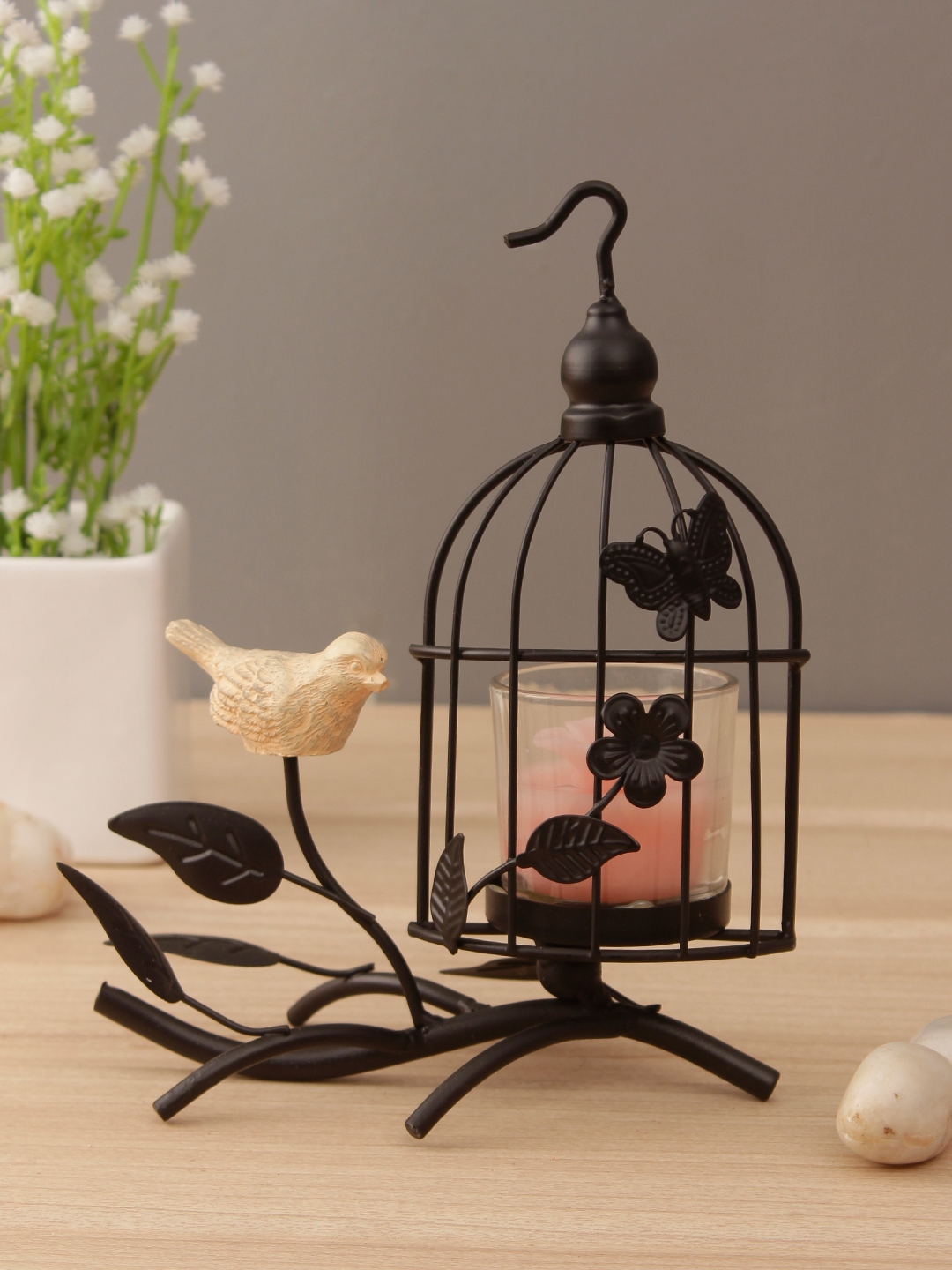Buy WISHTANK Black Metal Bird Cage Candle Holder Candle Holders for