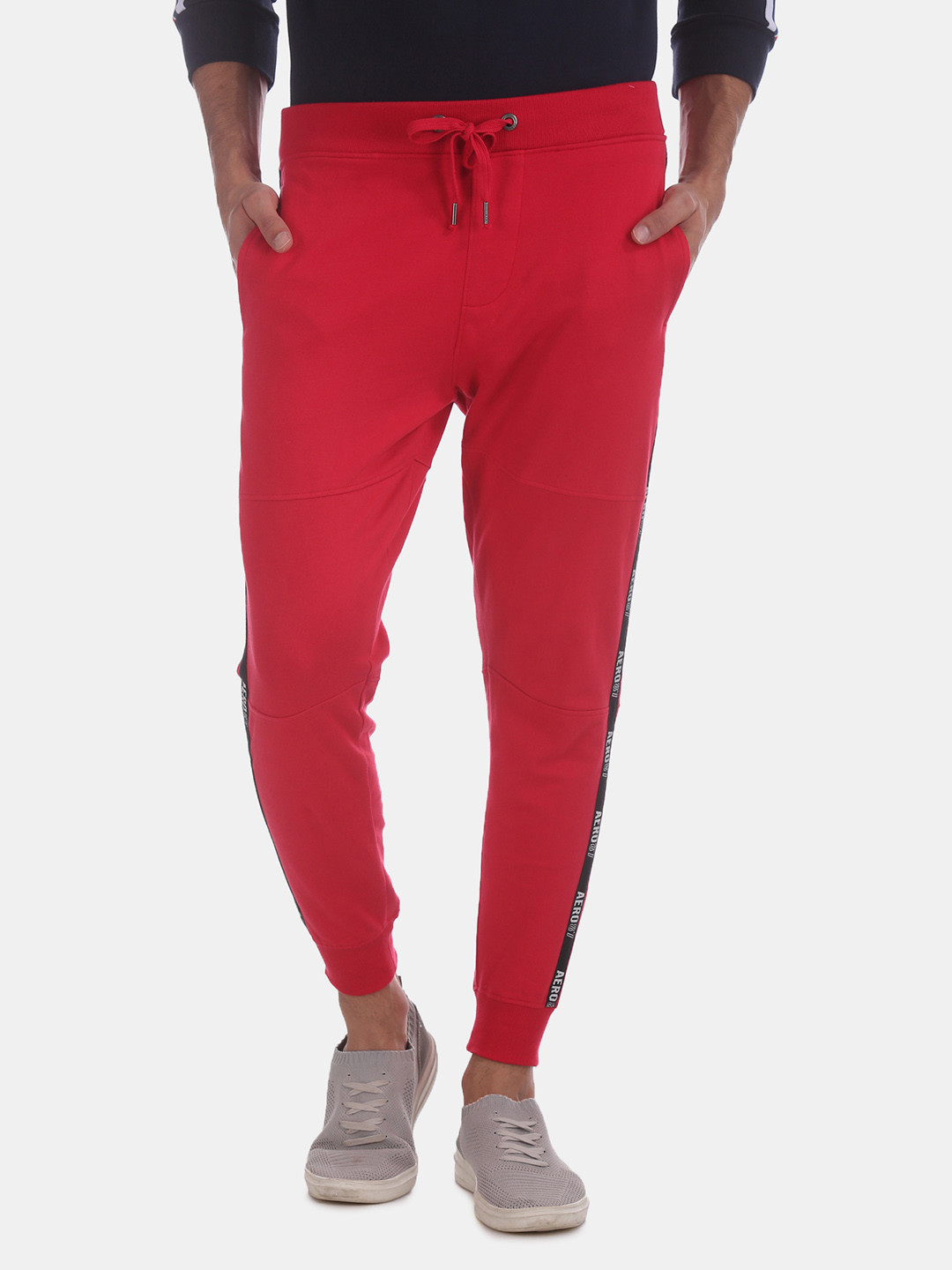 Buy Aeropostale Men Red Solid Straight Fit Joggers Track Pants for