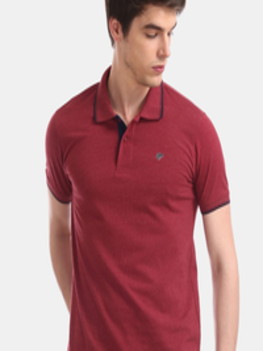 Buy Ruggers Men Maroon Solid Polo Collar T Shirt - Tshirts for Men ...
