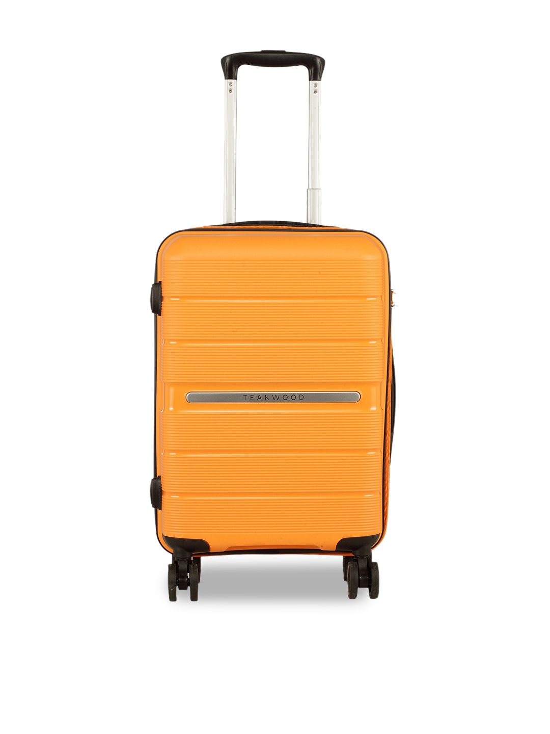Buy Teakwood Leathers Unisex Orange Textured Hard Sided Cabin Trolley ...