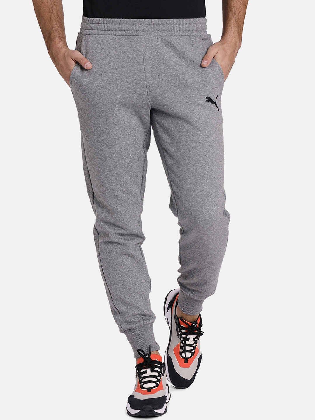puma essentials skinny fit joggers in grey
