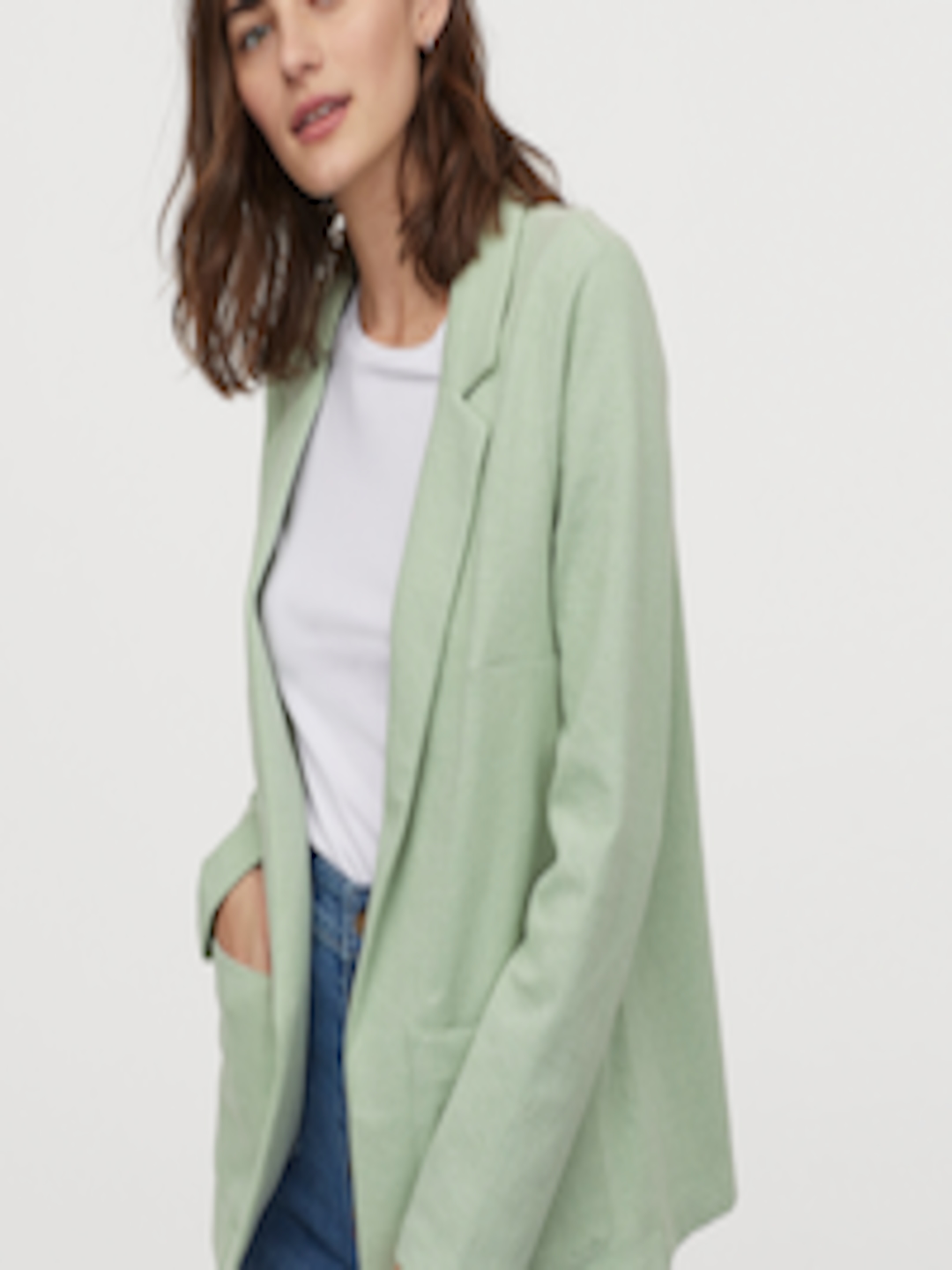 Buy H&M Women Green Solid Jersey Jacket - Blazers for Women 11837598 ...