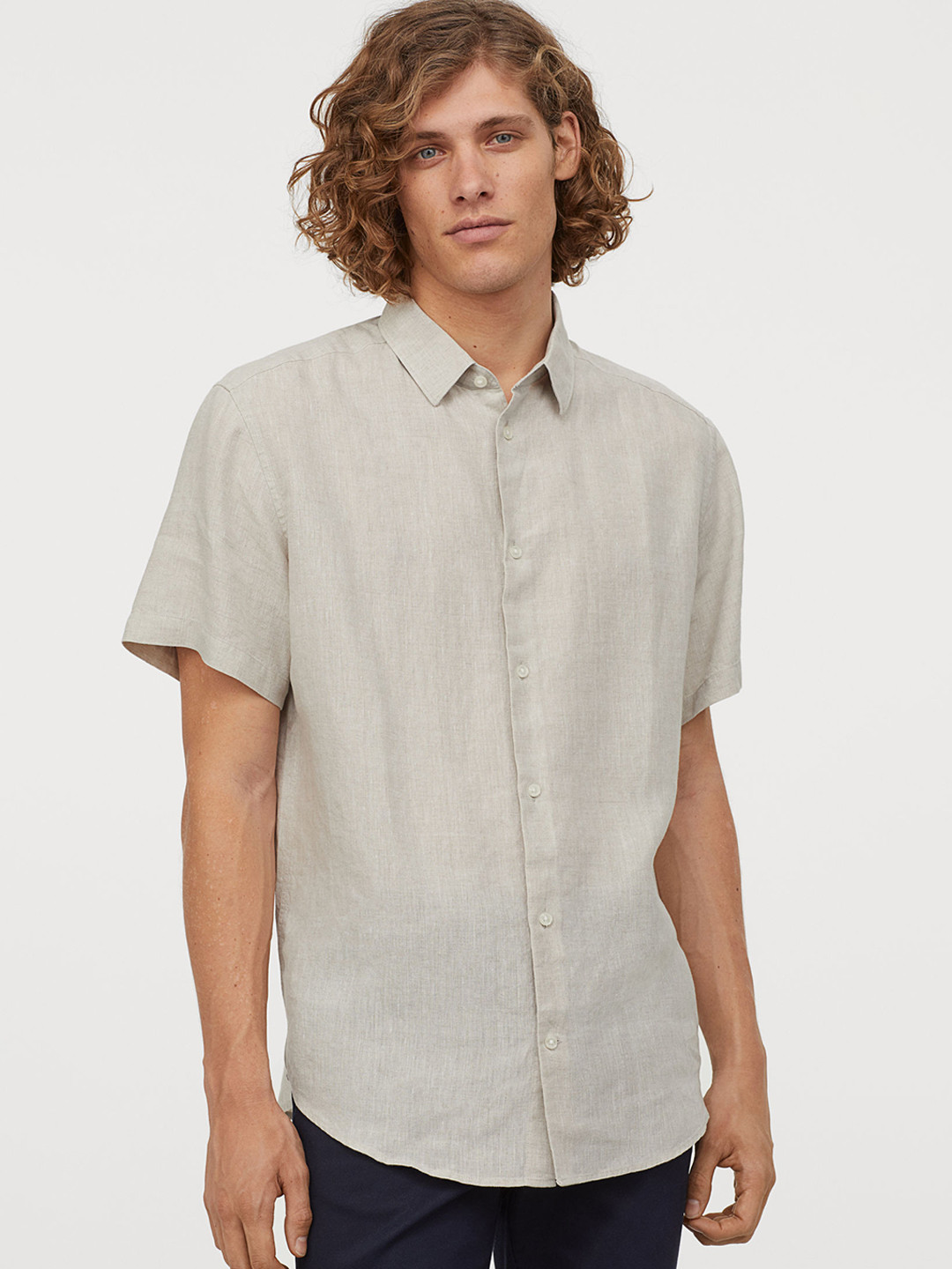 Buy H&M Men Off White Solid Linen Shirt Regular Fit Shirts for Men