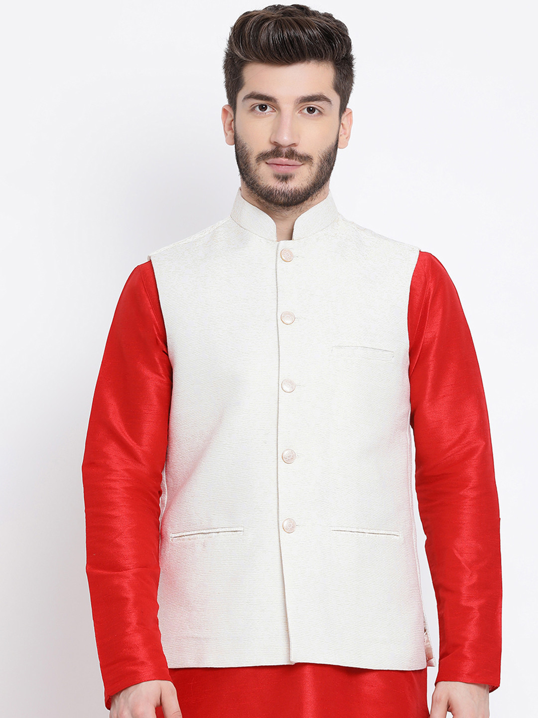 Buy NAMASKAR Men White Solid Pure Silk Nehru Jacket Nehru Jackets for Men 11838316 Myntra