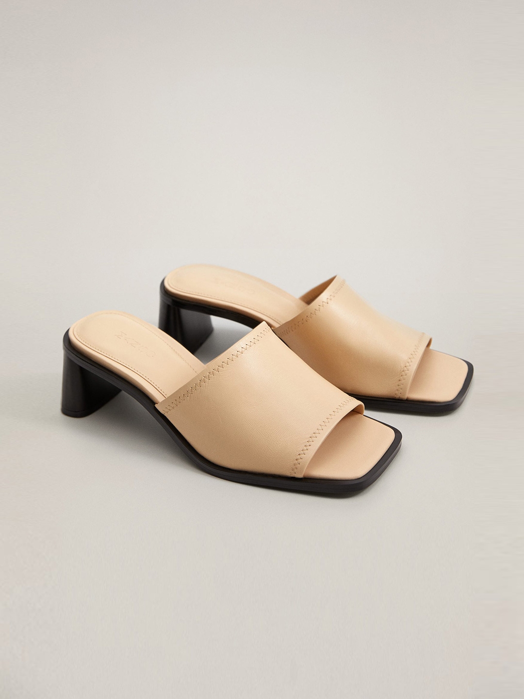 mango heel leather mules