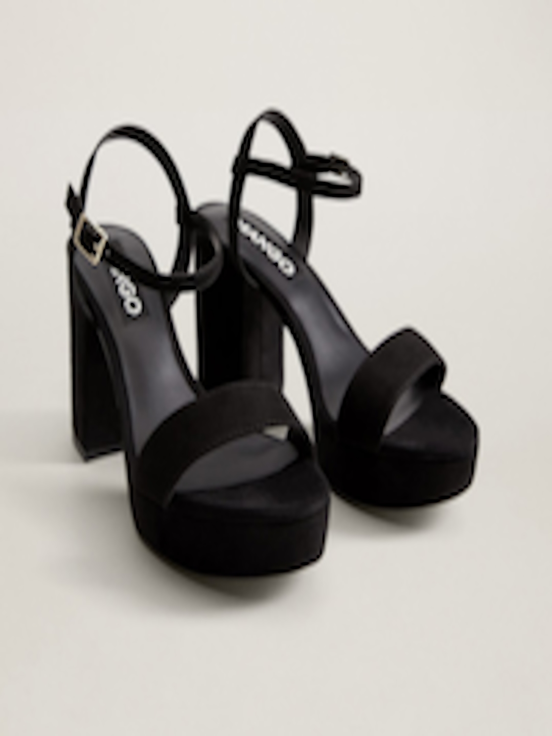 Buy MANGO Women Black Solid Platform Block Heels - Heels for Women