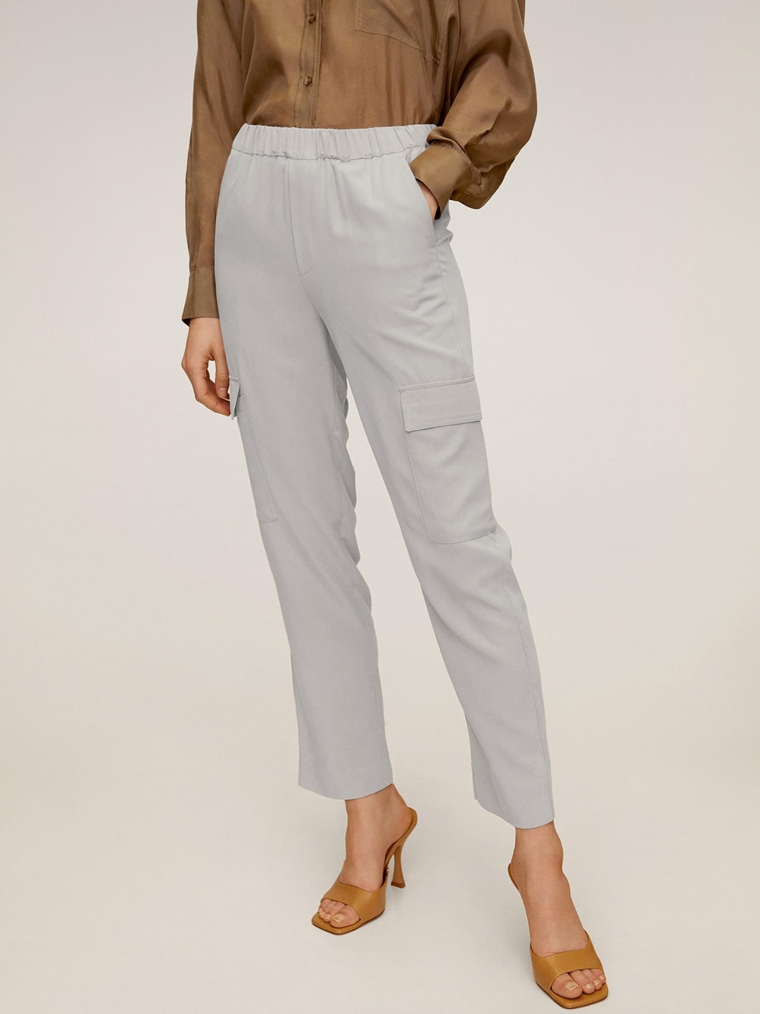 cropped grey trousers
