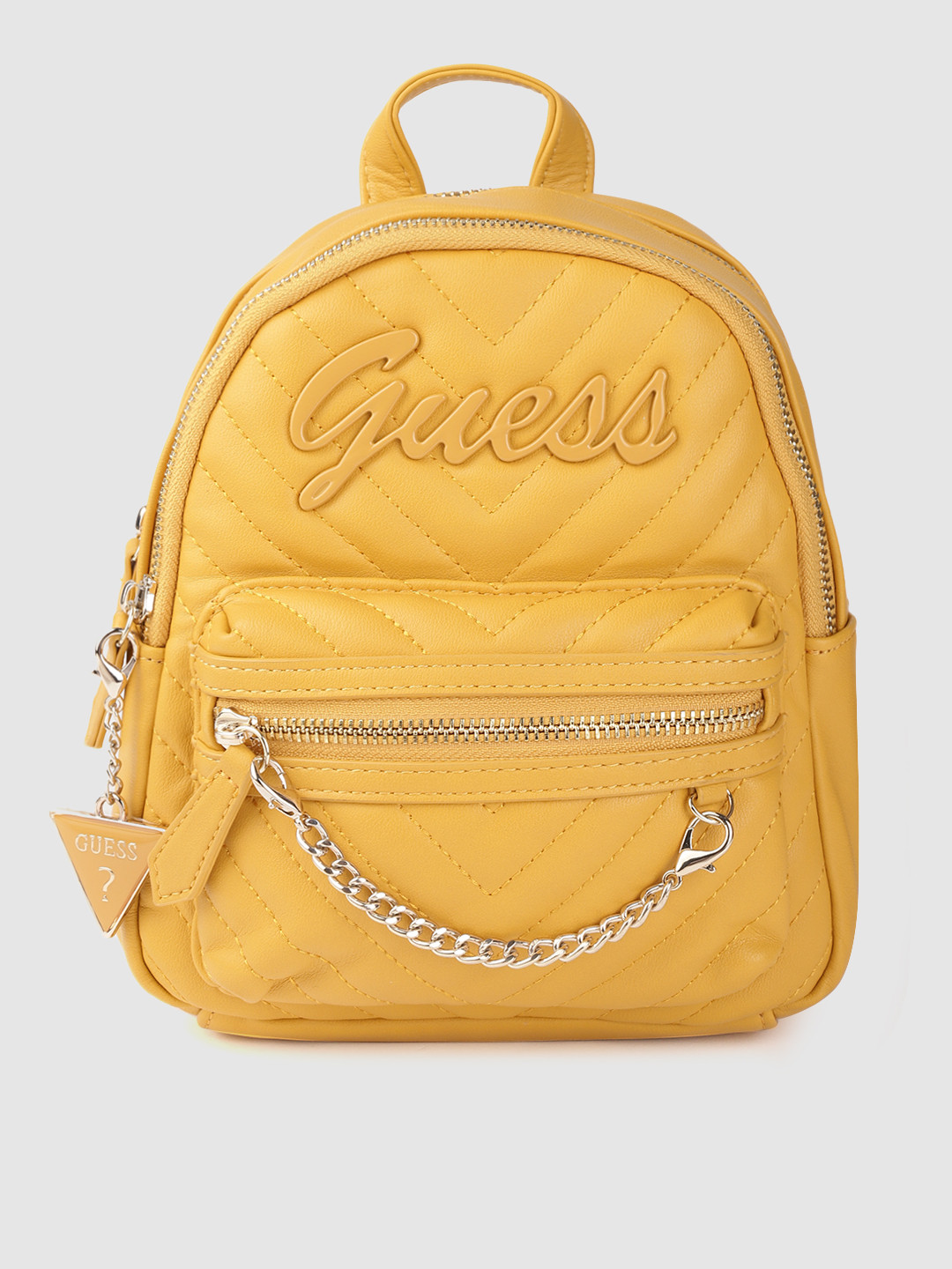 Buy GUESS Women Mustard Yellow Quilted Backpack Backpacks for Women