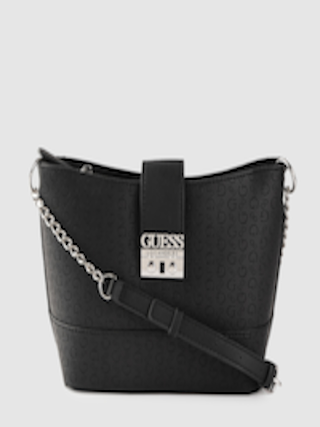 Buy GUESS Black Brand Logo Textured Sling Bag - Handbags for Women ...