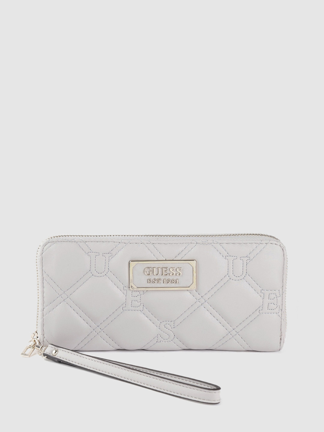 Buy GUESS Women Grey Quilted Zip Around Wallet Wallets for Women