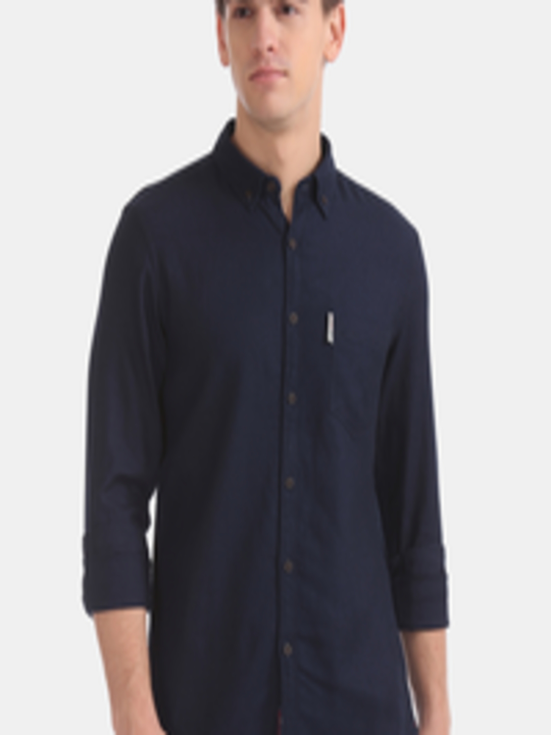 Buy U.S. Polo Assn. Denim Co. Men Navy Blue Slim Fit Solid Casual Shirt ...