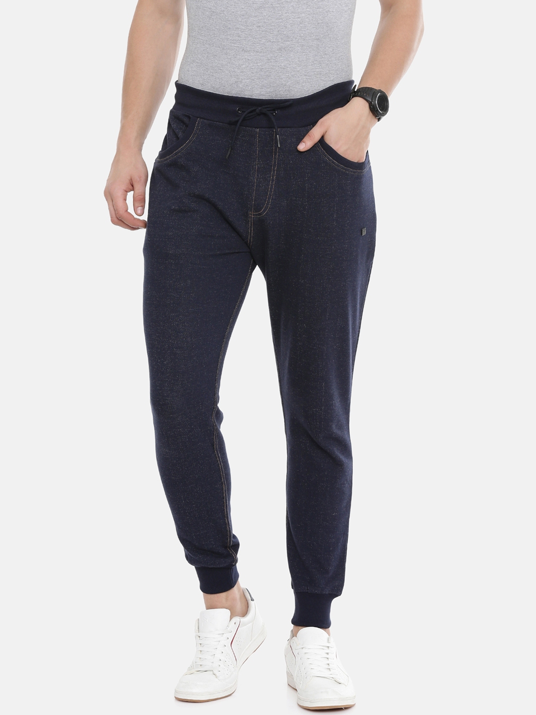blue linen joggers