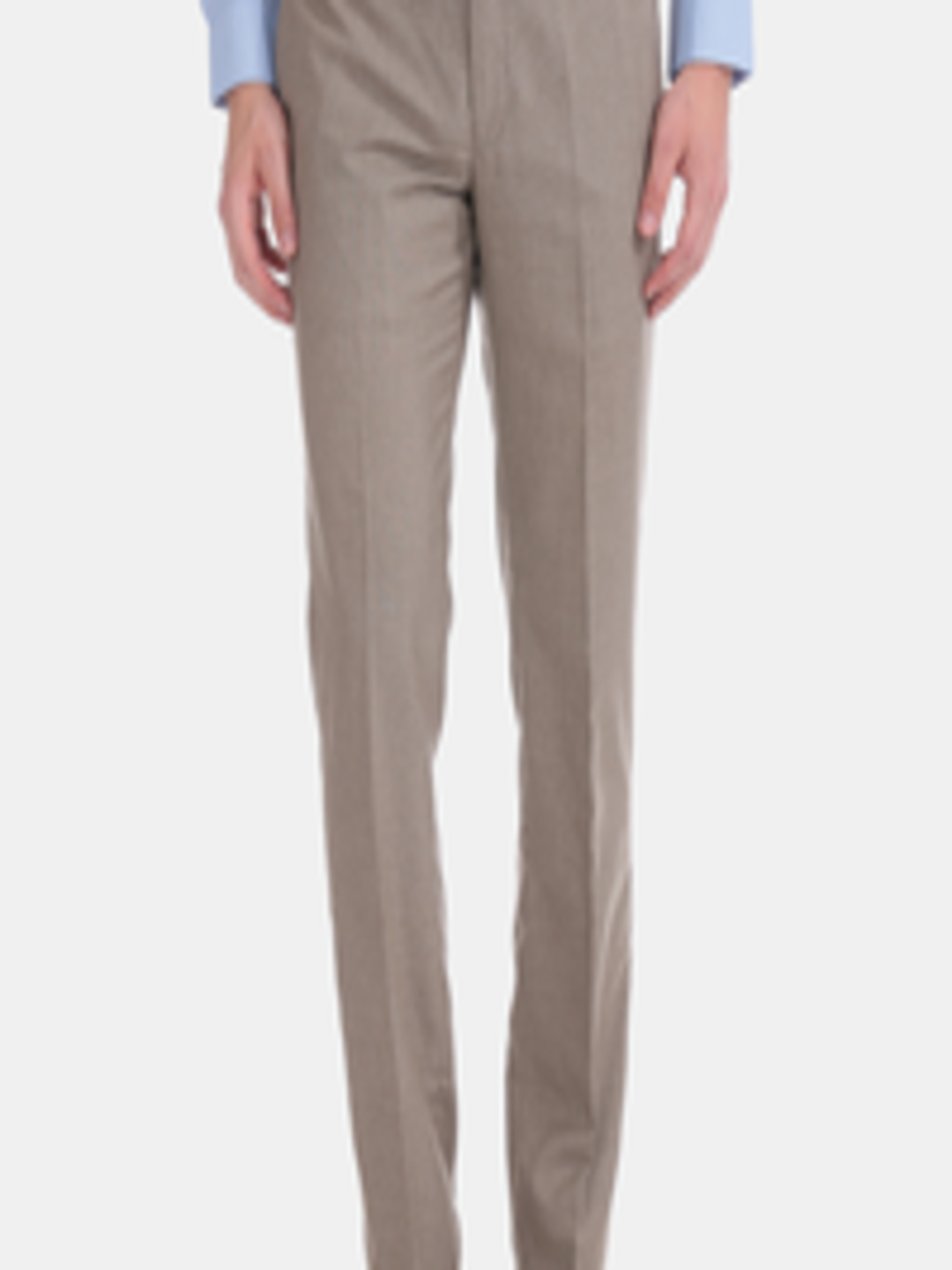 Buy Excalibur Men Beige Slim Fit Self Design Formal Trousers - Trousers ...