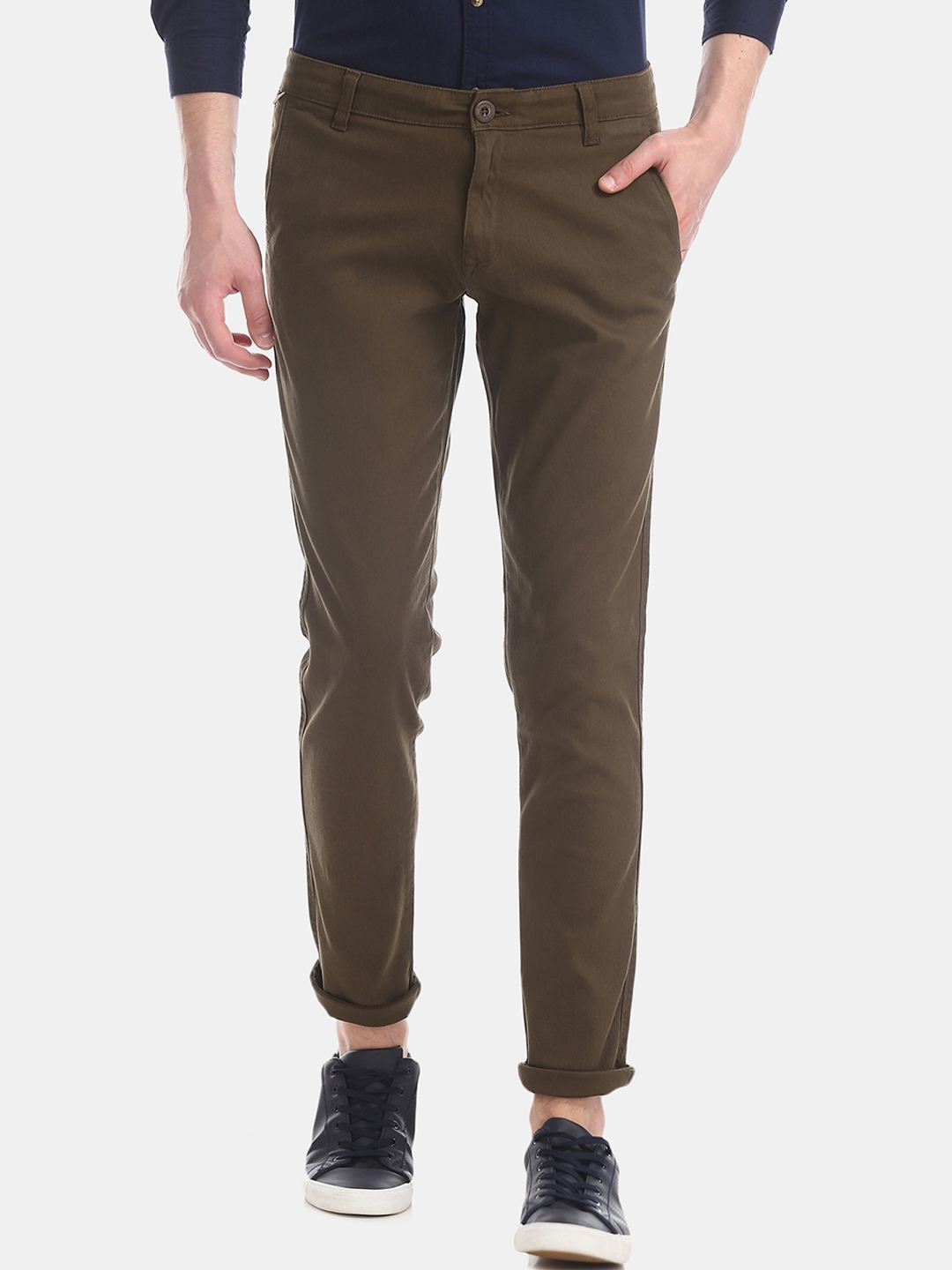 Buy Ruggers Men Brown Slim Fit Solid Regular Trousers - Trousers for ...