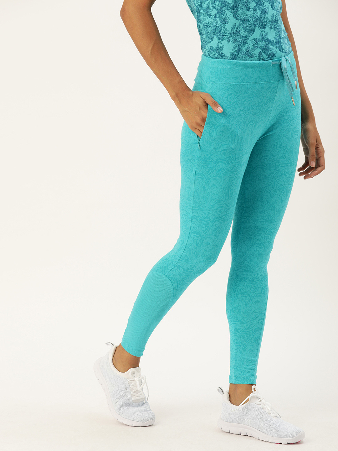Buy Jockey Woman's Teal Blue Solid Yoga Pants Leggings for Women