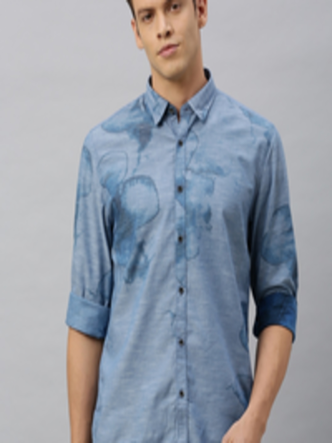 Buy Blackberrys Men Blue Slim Fit Printed Casual Shirt - Shirts for Men ...