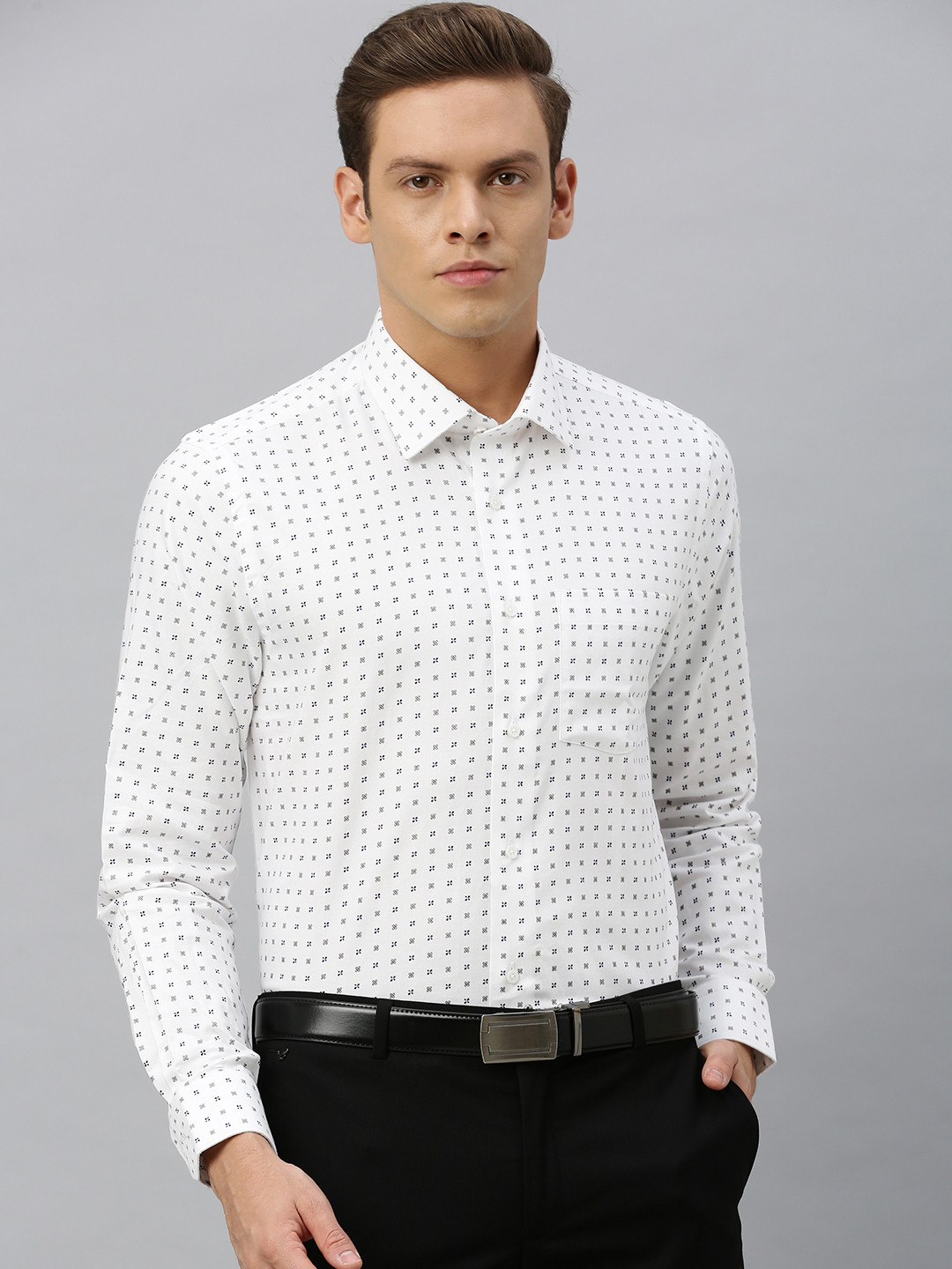 Buy Blackberrys Men White & Blue India Slim Fit Printed Formal Shirt - Shirts for Men 11860896 
