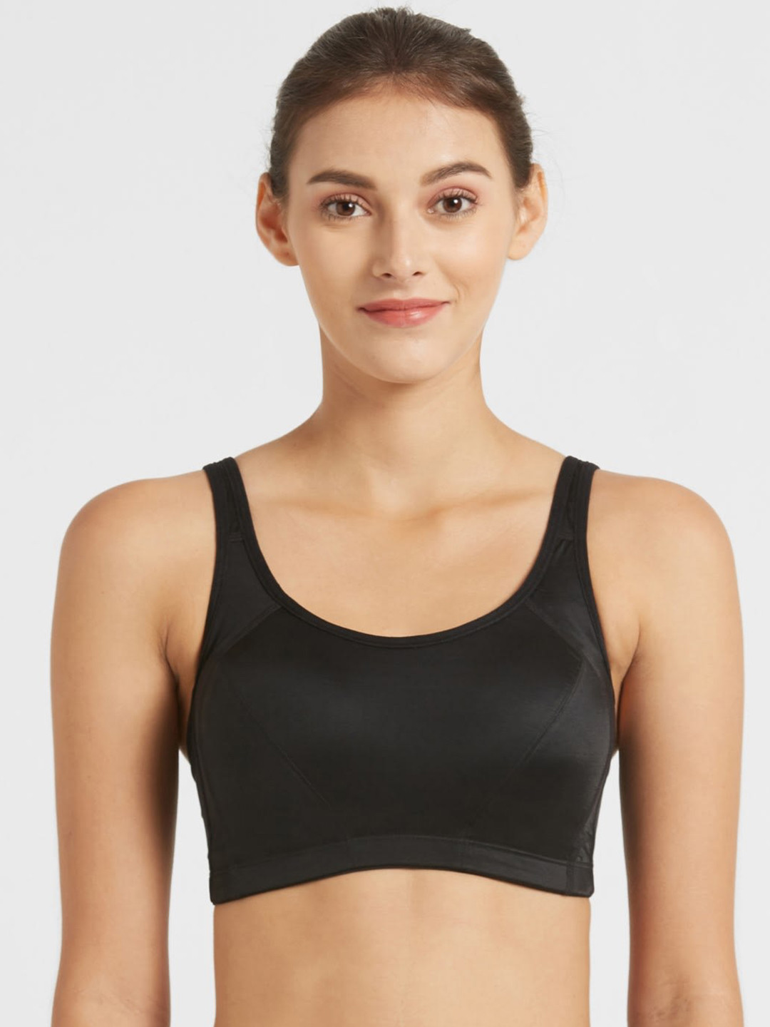 Buy Jockey Black Solid Non Wired Lightly Padded Medium Support Sports