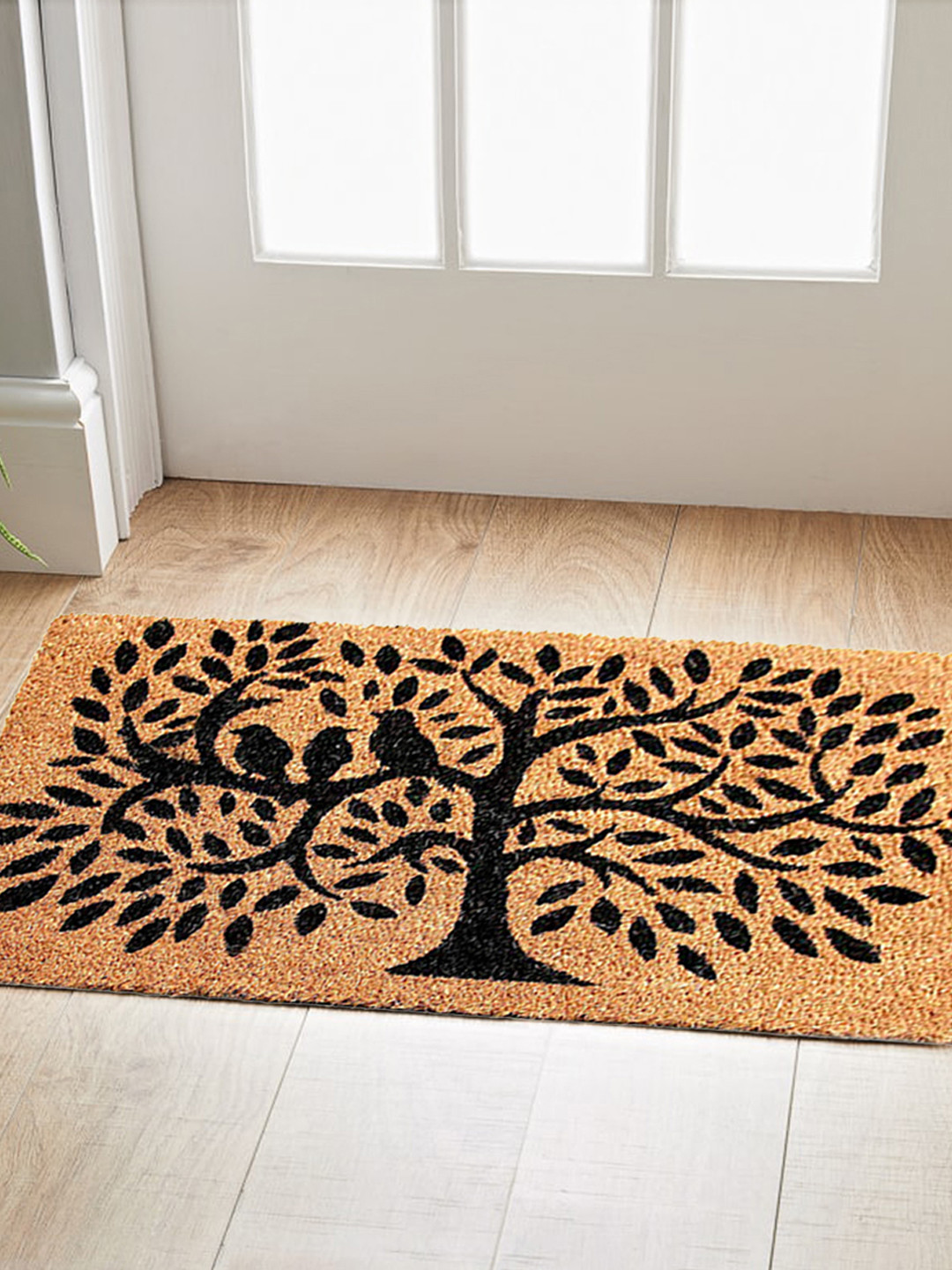 Buy Onlymat Brown & Black Printed Bird & Tree Coir Doormat Doormats