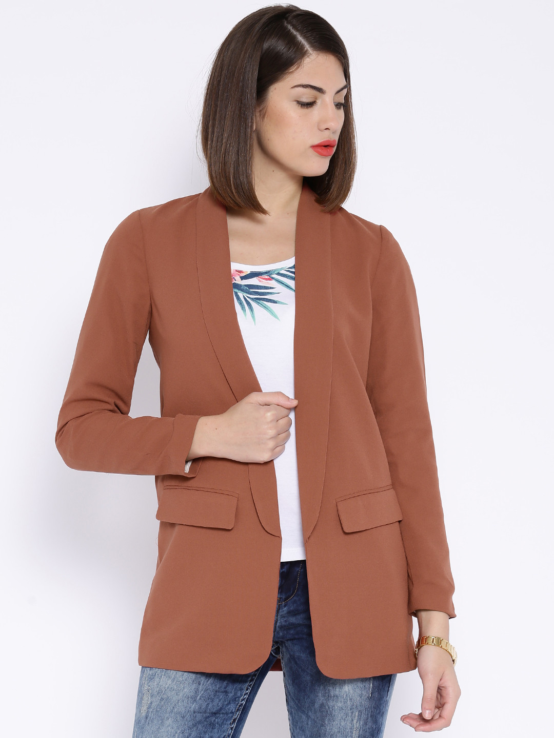 Buy ONLY Brick Red Blazer Blazers for Women 1187122 Myntra