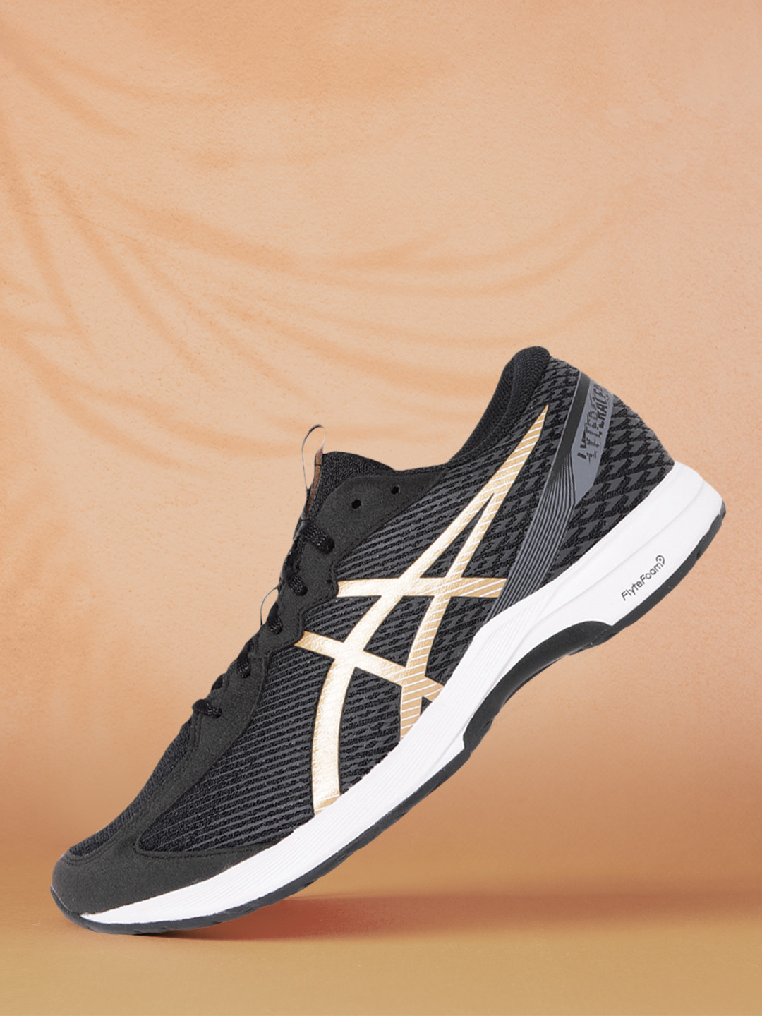 Buy ASICS Men Black & Gold Toned Woven Design Lyteracer 2 Running Shoes