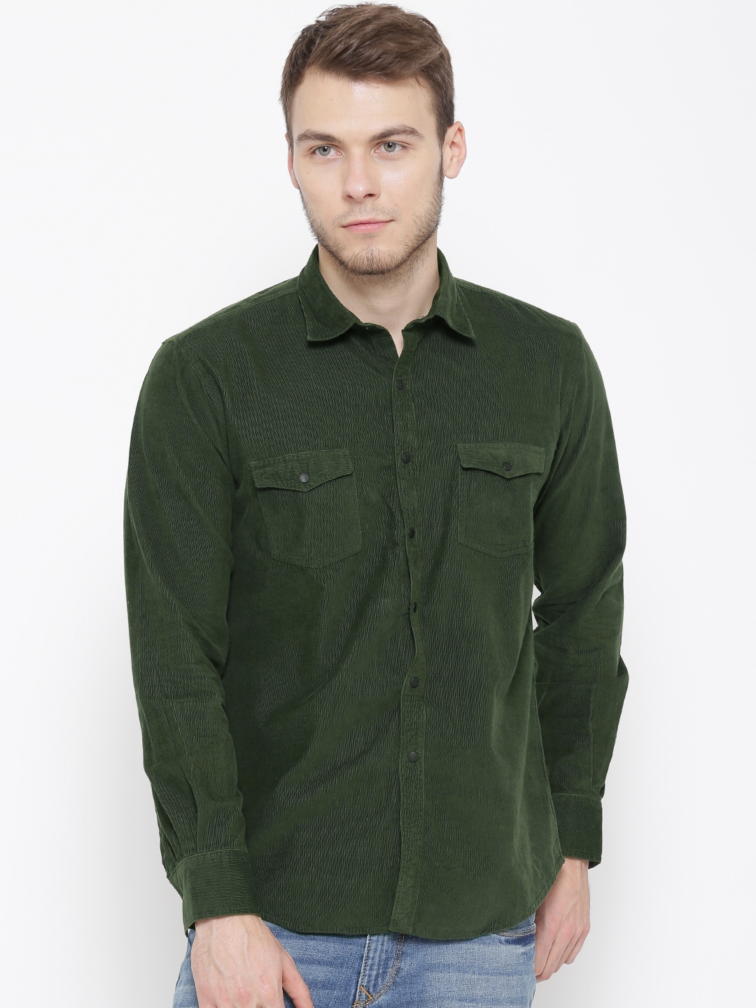 mint green corduroy shirt
