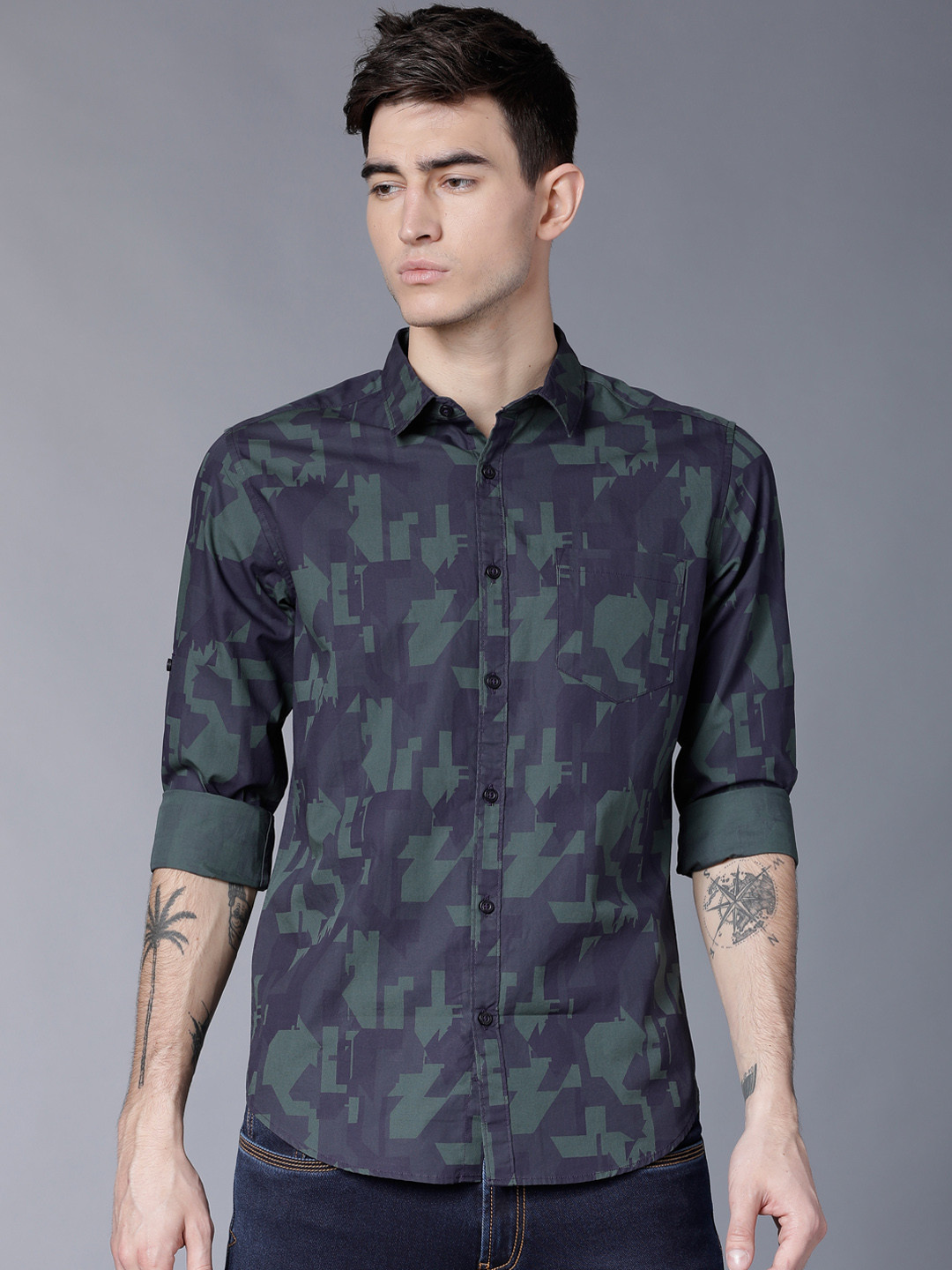 highlander men printed casual multicolor shirt