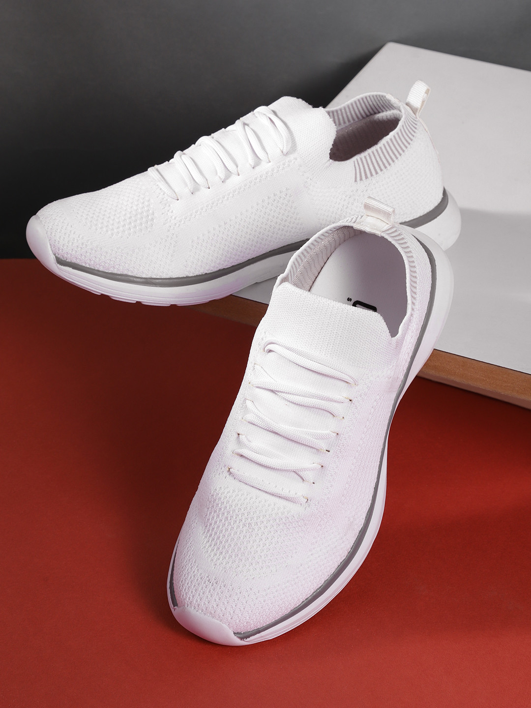 Buy Crew STREET Men White Woven Design Running Shoes Sports Shoes for