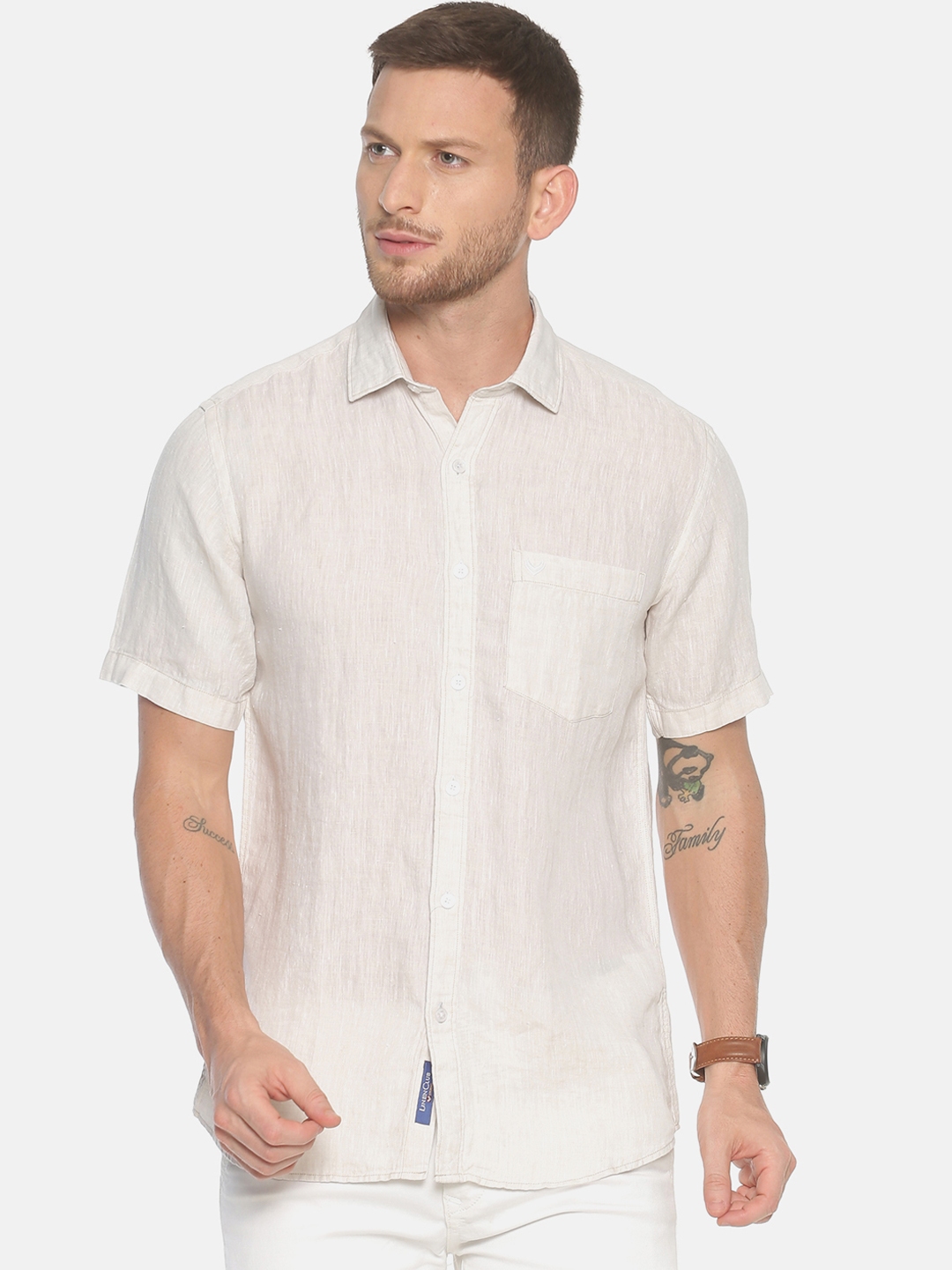 Buy Linen Club Men Grey Solid Linen Casual Shirt - Shirts for Men ...