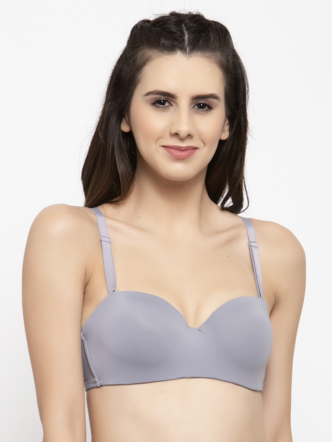 Buy Quttos Grey Solid Wired Lightly Padded Bra QT BR 4006