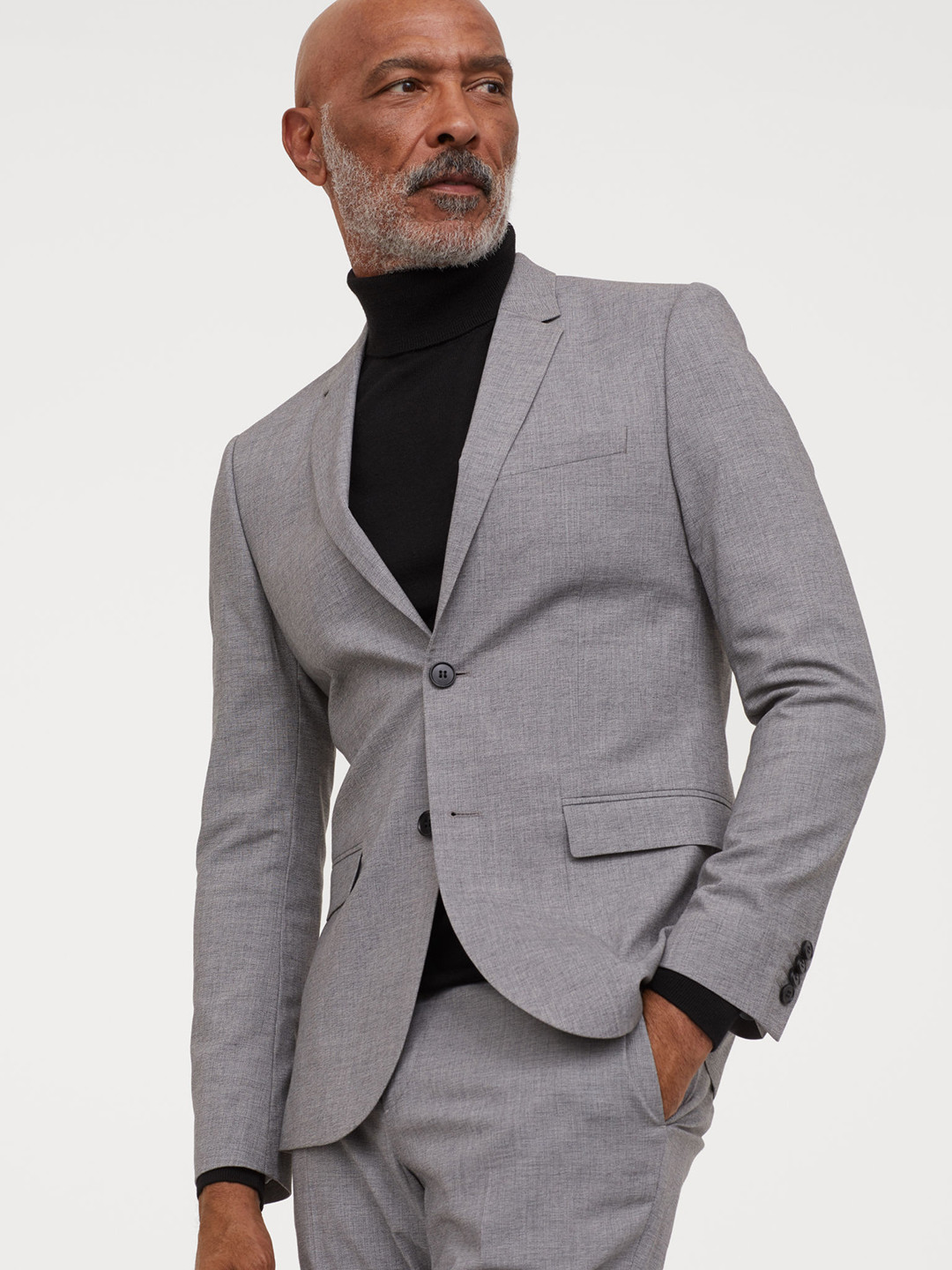 Buy H&M Men Grey Solid Jacket Skinny Fit Blazers for Men 11885182