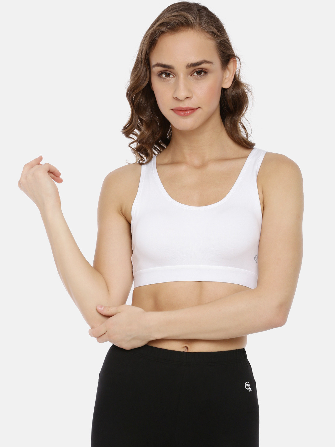 Buy Macrowoman W Series White Solid Non Wired Non Padded Sports Bra