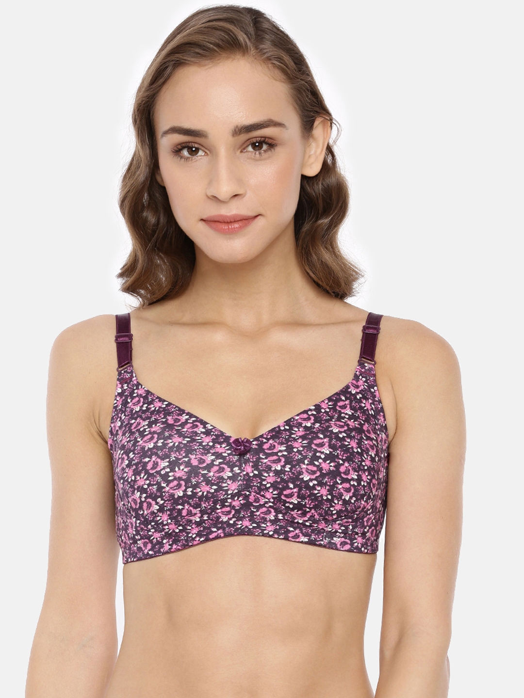 Buy Macrowoman W Series Purple And Off White Printed Non Wired Non Padded Everyday Bra Bra For
