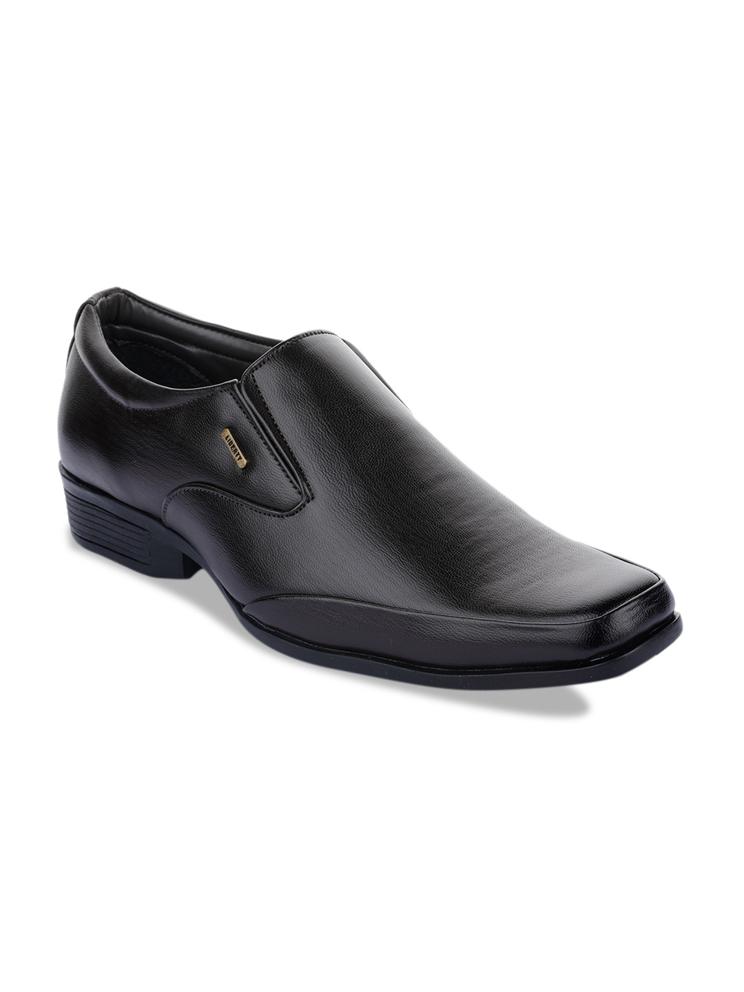 Liberty Men Black Solid Formal Slip-Ons