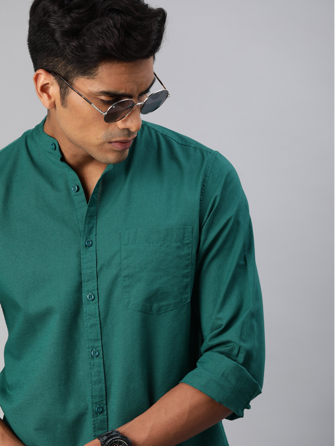 Buy Roadster Men Teal Green Regular Fit Solid Sustainable Casual Shirt Shirts for Men 11896092