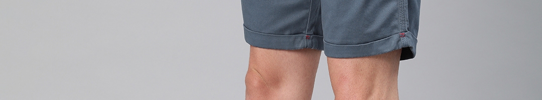 Buy Roadster Men Blue Solid Regular Fit Chino Shorts - Shorts for Men ...