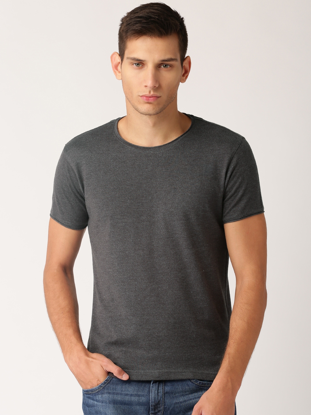 Buy ETHER Charcoal Grey T Shirt - Tshirts for Men 1189875 | Myntra