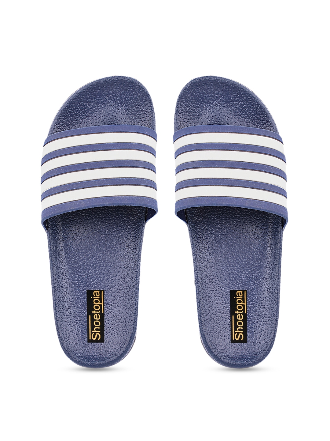 Buy Shoetopia Girls Blue And White Striped Sliders - Flip Flops for ...