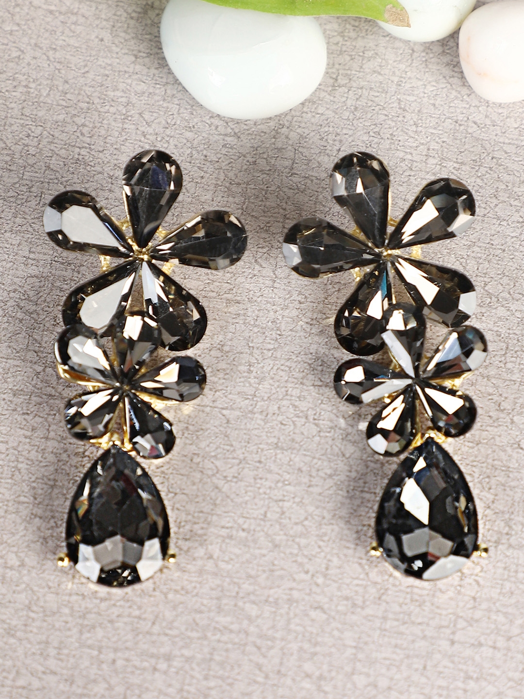 Buy Shining Diva Fashion Black Gold Toned Contemporary Drop Earrings - Earrings for Women