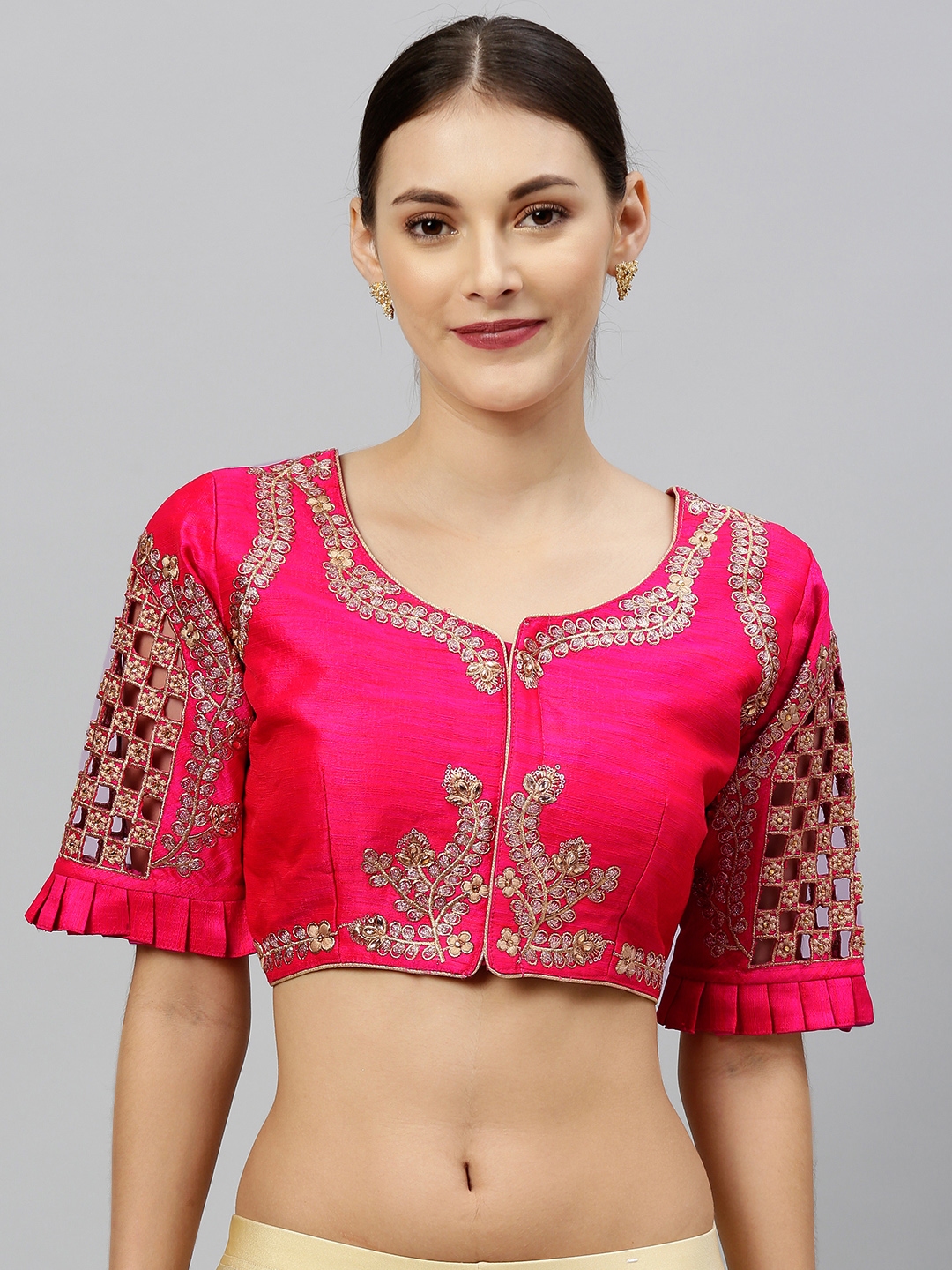 Buy Amrutam Fab Women Pink Embroidered Saree Blouse - Saree Blouse for ...