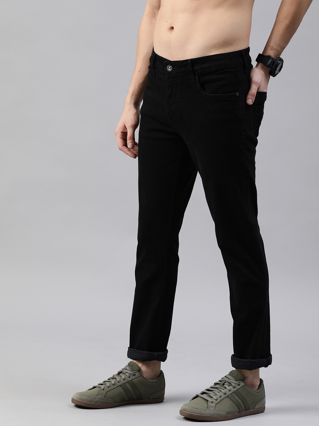 Buy Harvard Men Black Slim Fit Mid Rise Clean Look Stretchable Jeans ...